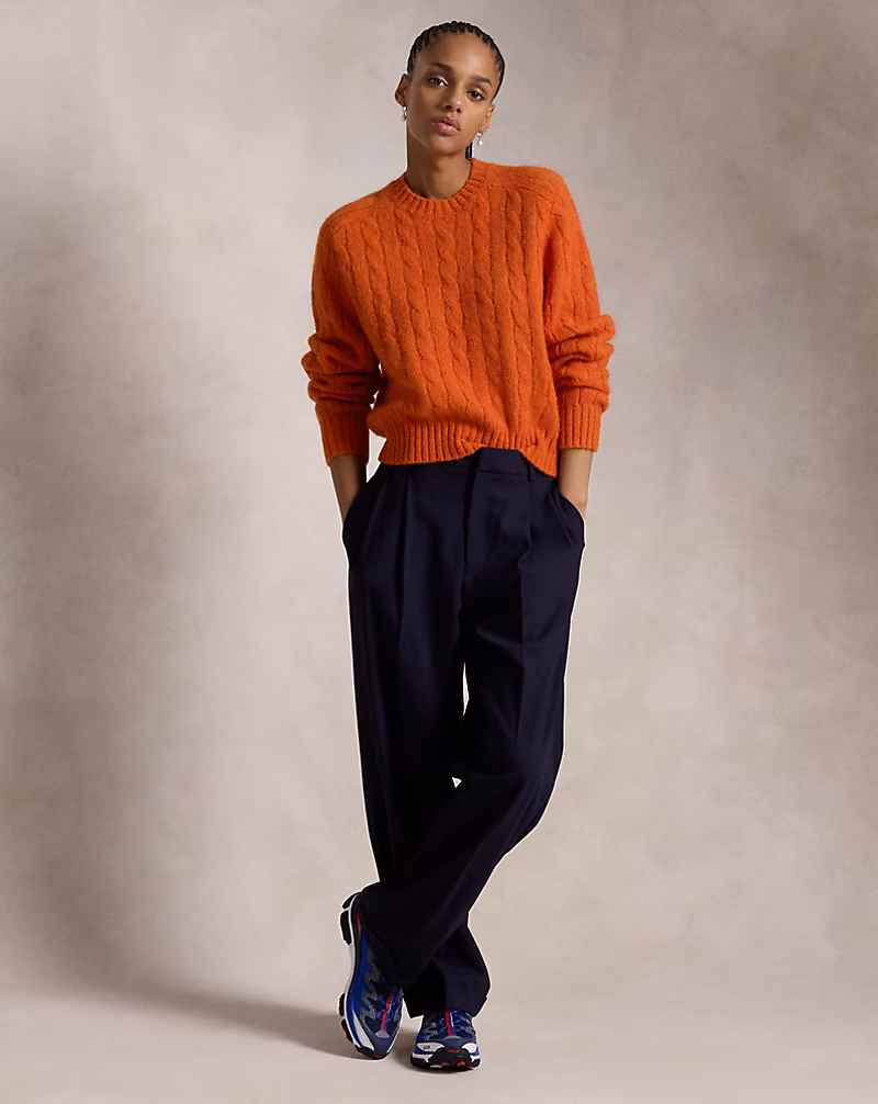 Cable-Knit Wool-Blend Crewneck Sweater