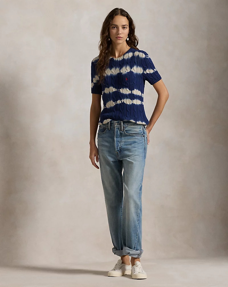 Tie-Dye Cable Cotton Sweater