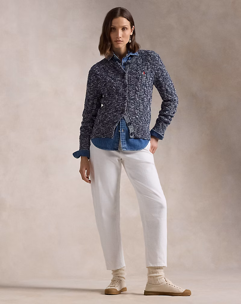 Ralph Lauren Cable-Knit Ragg Cotton Cardigan