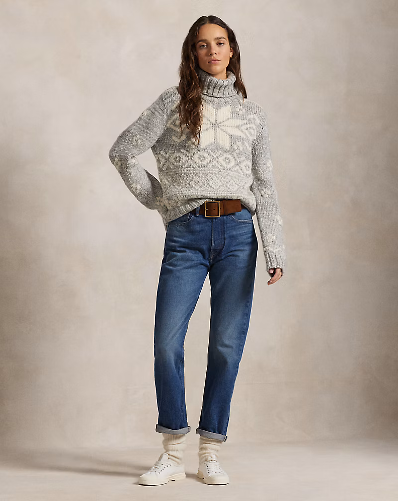 Ralph Lauren Snowflake-Motif Wool Turtleneck