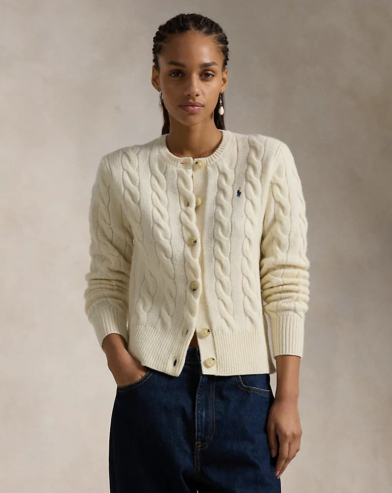Cable-Knit Wool-Cashmere Cardigan