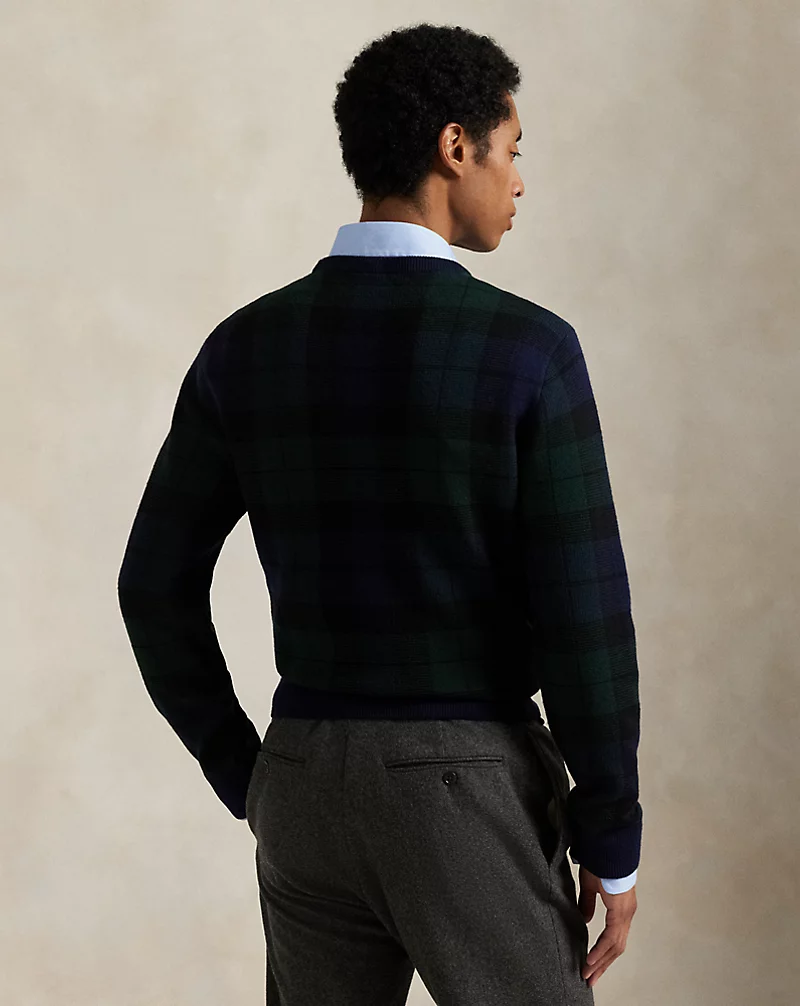 Plaid Washable Wool Sweater