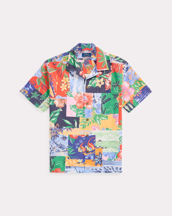 Classic Fit Patchwork-Print Oxford Shirt