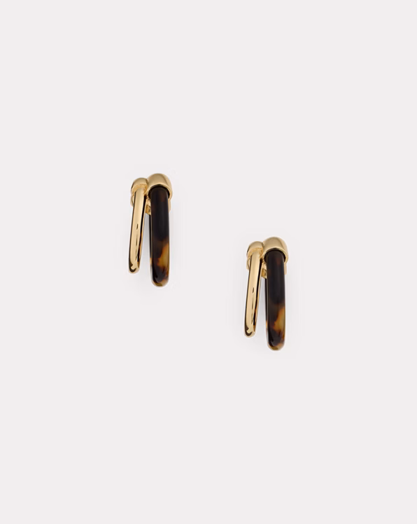 Gold-Plated Tortoiseshell Hoop Earrings