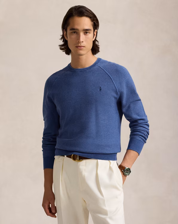 Textured Cotton Crewneck Jumper