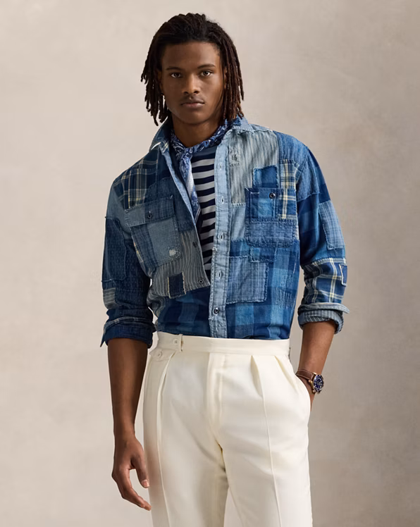 Classic Fit Indigo Patchwork Workshirt