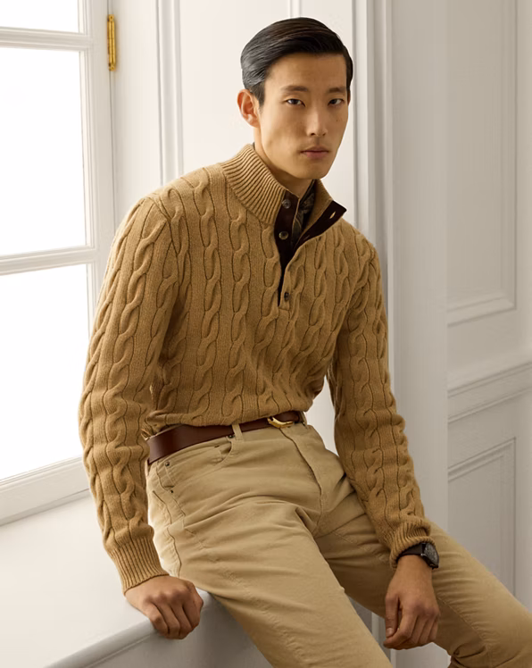 Cable-Knit Cashmere Mockneck Jumper