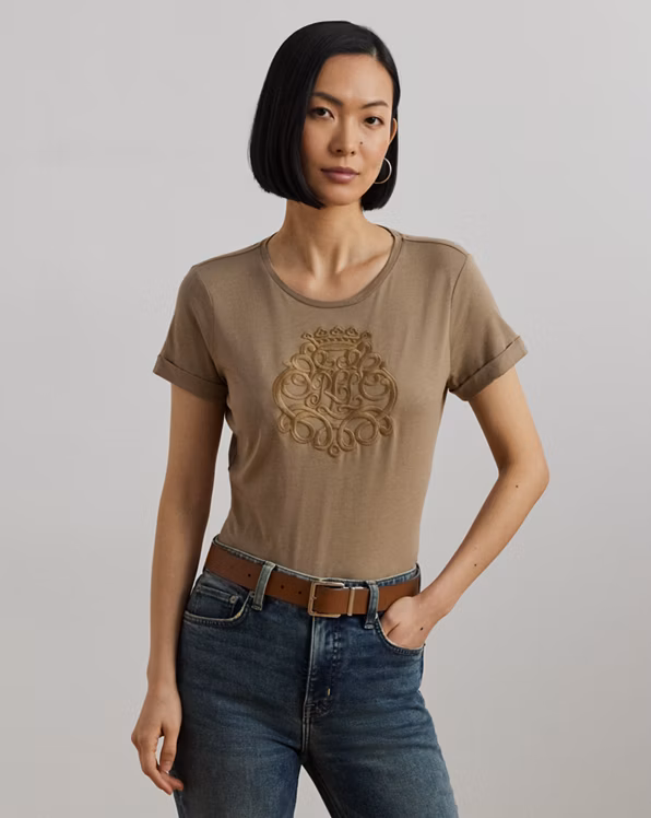 Embroidered-Logo Cotton-Blend Jersey Tee