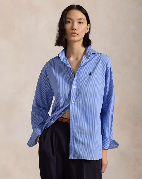 Relaxed Fit Striped Cotton Shirt