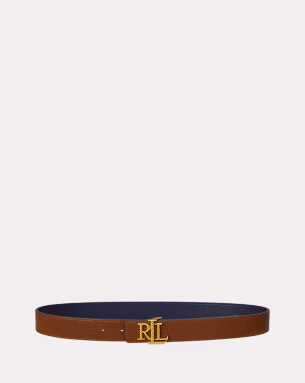 Logo Reversible Pebbled Leather Belt