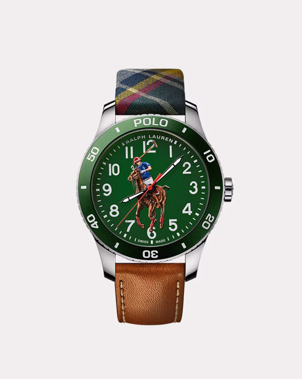 42 MM Polo Player Steel Green Dial