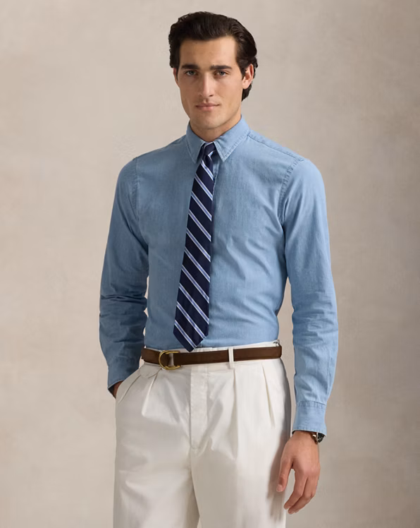 Custom Fit Indigo Chambray Shirt