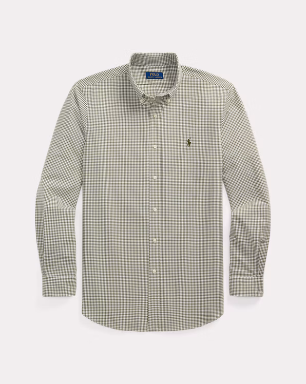 Custom Fit Checked Stretch Poplin Shirt
