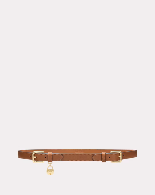 Leather Double-Buckle Skinny Belt