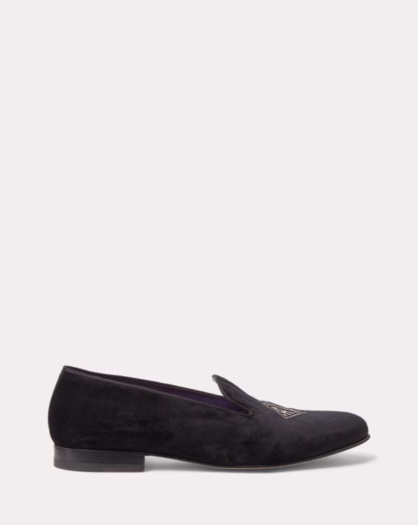 Alonzo Monogram Bullion Velvet Slipper