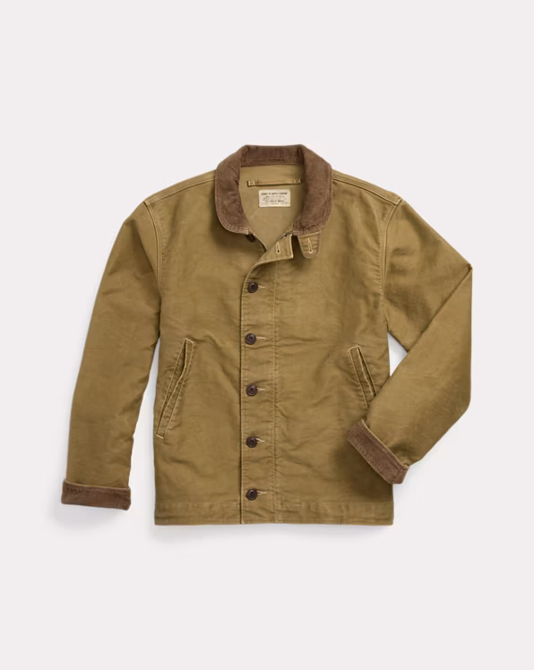 Corduroy-Collar Cotton Deck Jacket