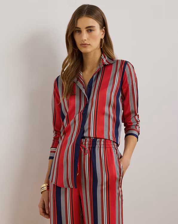 Classic Fit Striped Charmeuse Shirt