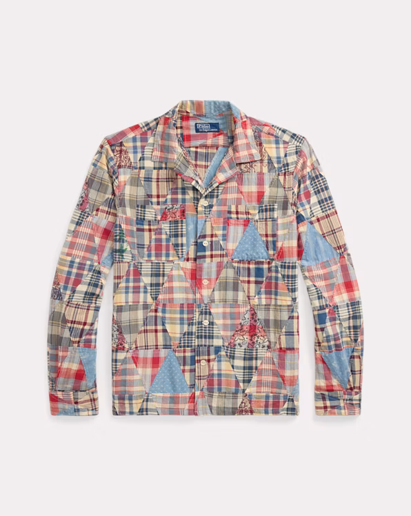 Classic Fit Patchwork Madras Camp Shirt