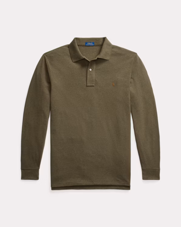 Mesh Long-Sleeve Polo Shirt