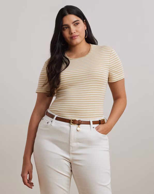Striped Stretch Cotton Crewneck Tee