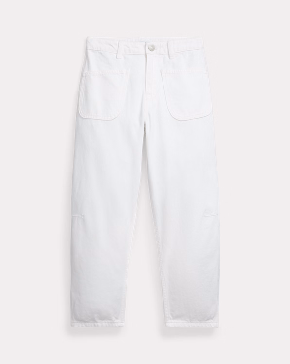 Curved Tapered Cotton Denim Jean