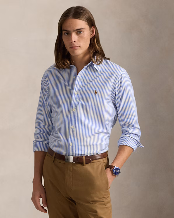 Custom Fit Striped Stretch Oxford Shirt