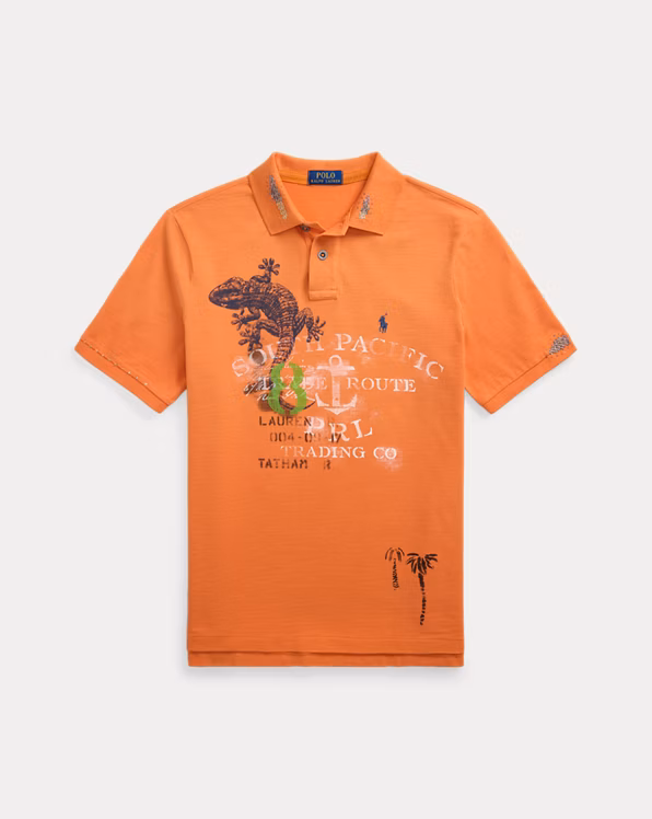 Classic Fit Mesh Graphic Polo Shirt