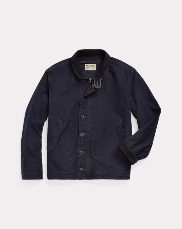 Corduroy-Collar Cotton Deck Jacket