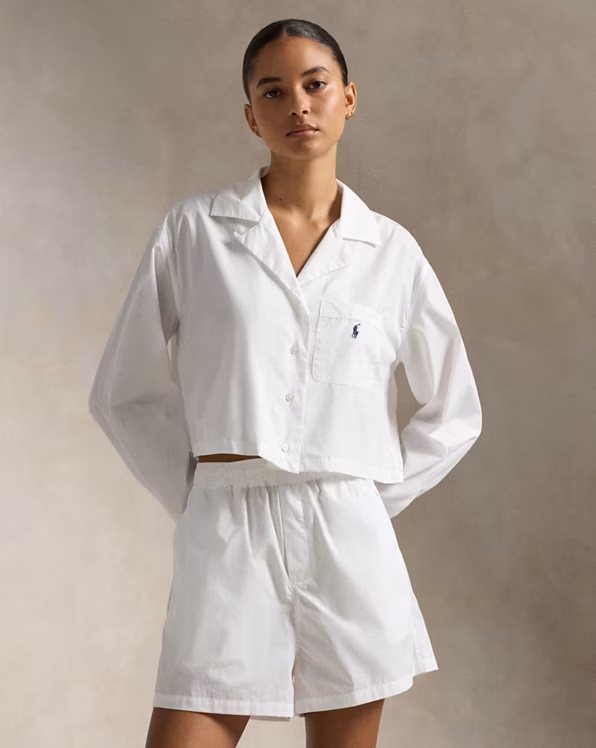 Crop Top & Boxer Poplin Pyjama Set