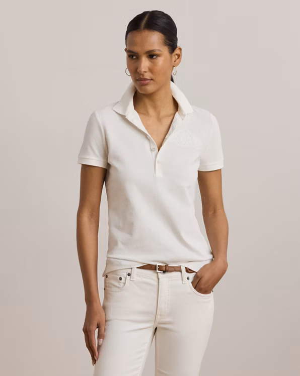 Floral-Logo Cotton Piqué Polo Shirt