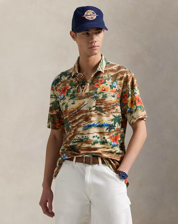 Classic Fit Tropical Linen-Cotton Polo