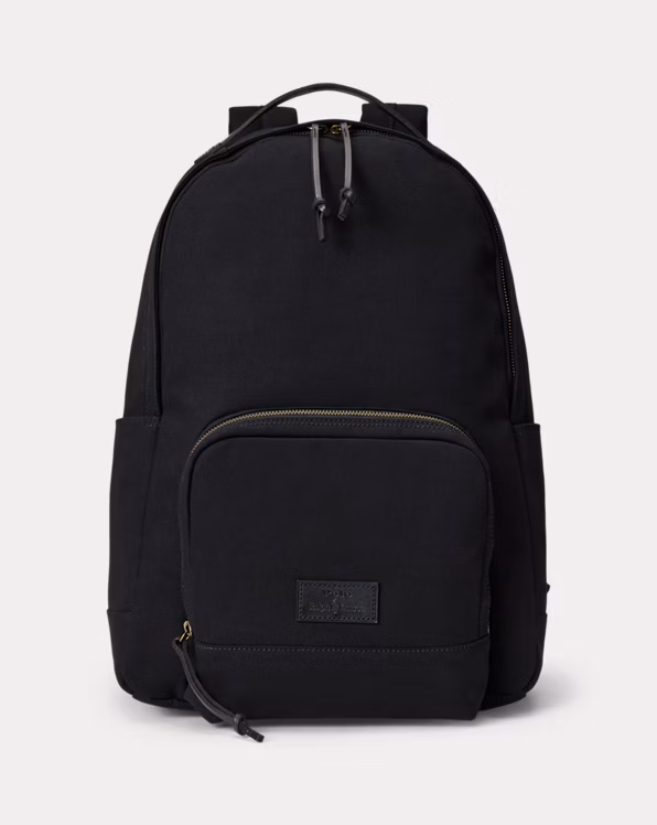 Leather-Trim Canvas Backpack