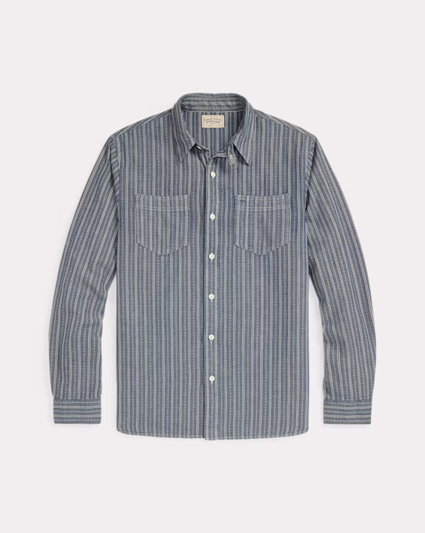 Striped Dobby-Chambray Workshirt