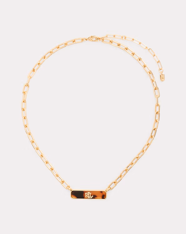 Gold-Plated Tortoiseshell Logo Necklace