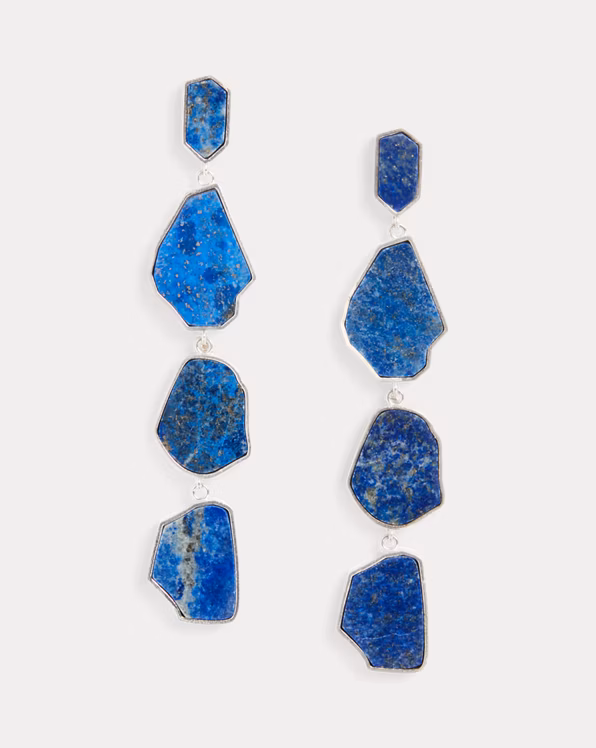 Lapis & Sterling Silver 3-Drop Earrings