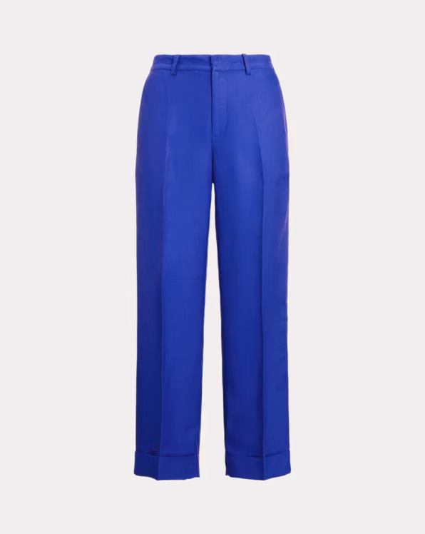 Linen-Blend Twill Cropped Trousers