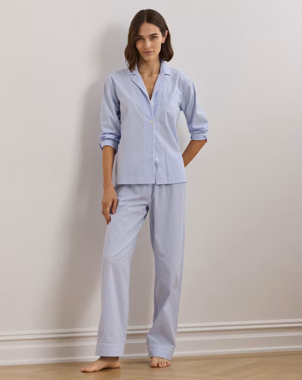 Striped Cotton Poplin Sleep Set