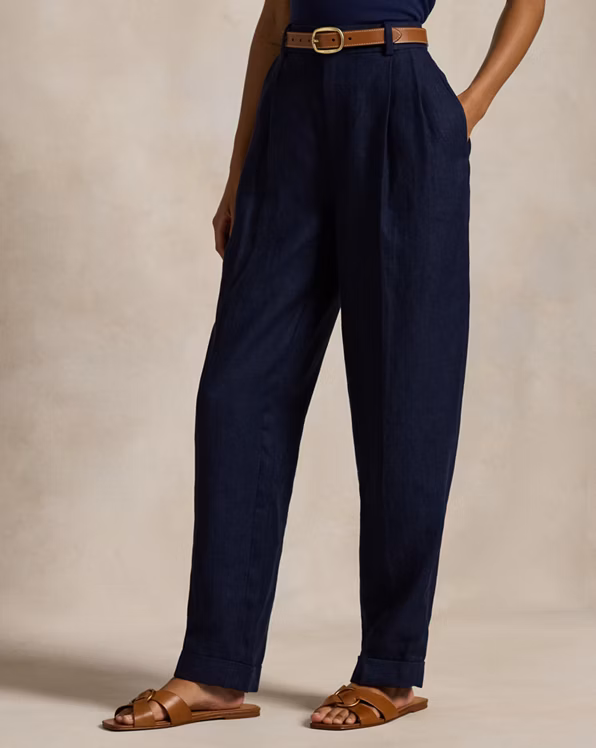 Herringbone Linen Tapered Trouser