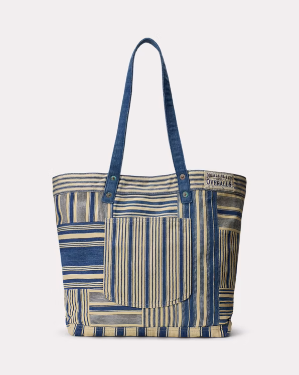 Indigo Striped Patchwork Tote