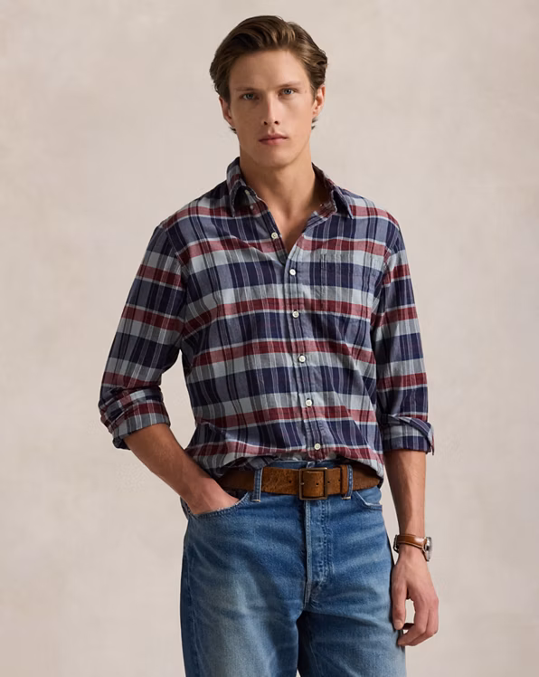 Classic Fit Indigo Madras Shirt
