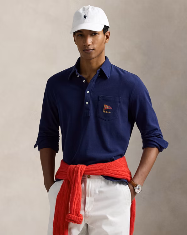 Classic Fit Nautical Mesh Polo Shirt