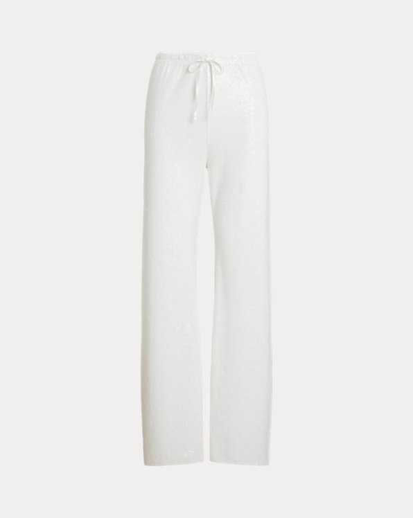 Sequined Mesh Wide-Leg Trouser