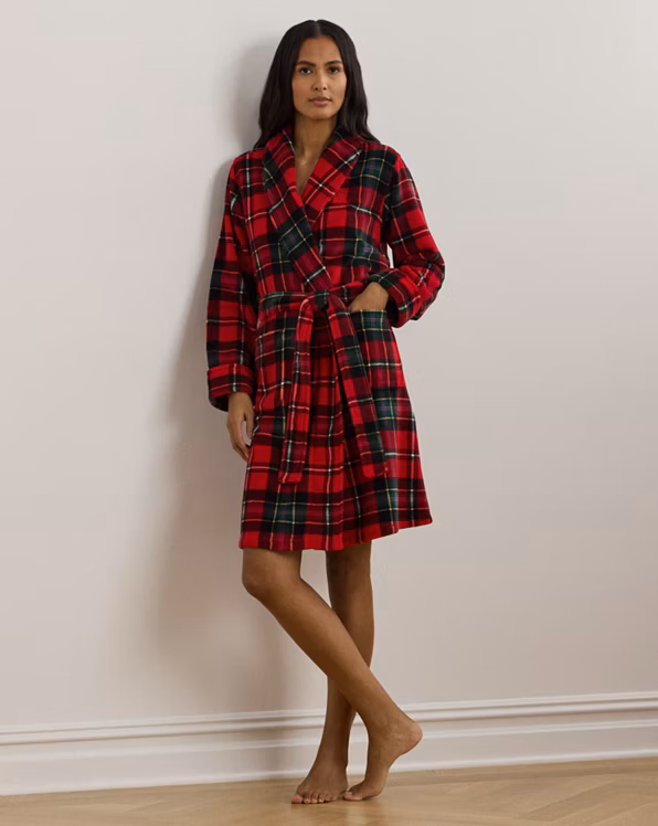 Plaid Shawl-Collar Robe