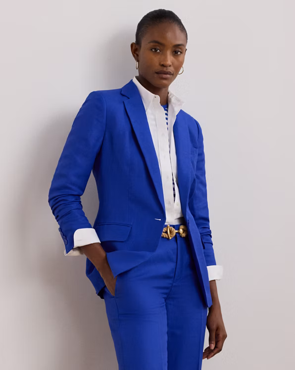Linen-Blend Twill Blazer