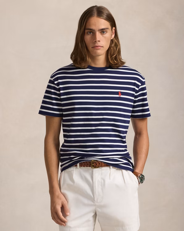 Custom Slim Fit Striped Jersey T-Shirt
