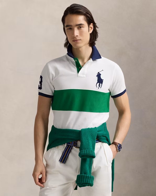 Custom Slim Fit Big Pony Mesh Polo Shirt