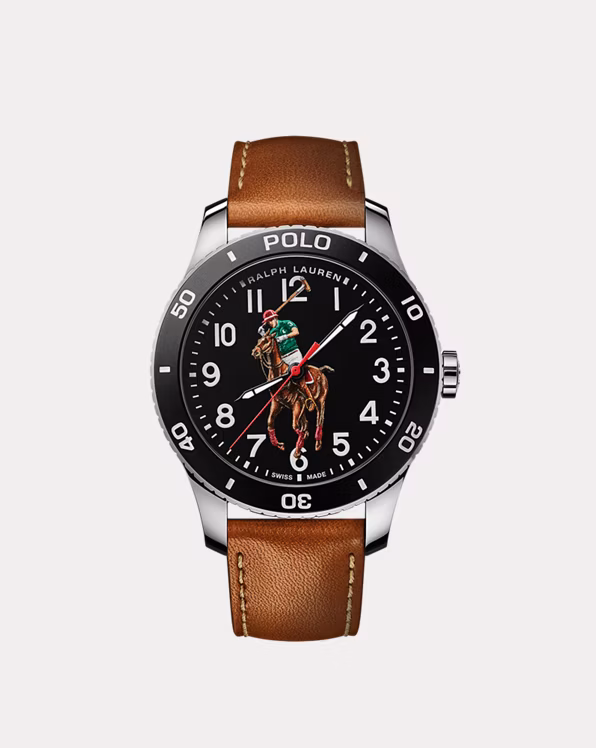 42 MM Polo Player Steel Black Dial