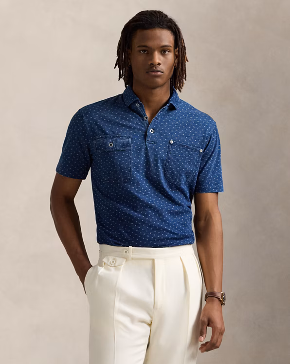 Classic Fit Indigo Jersey Polo Shirt