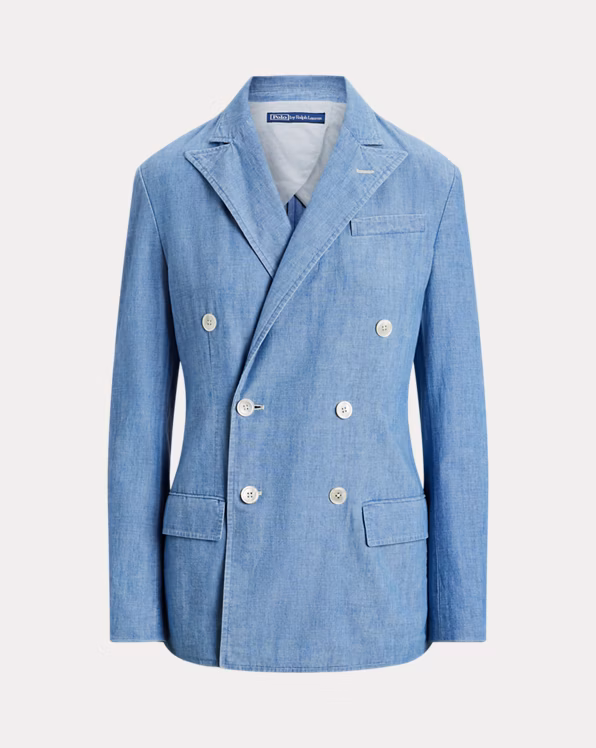 Double-Breasted Chambray Blazer