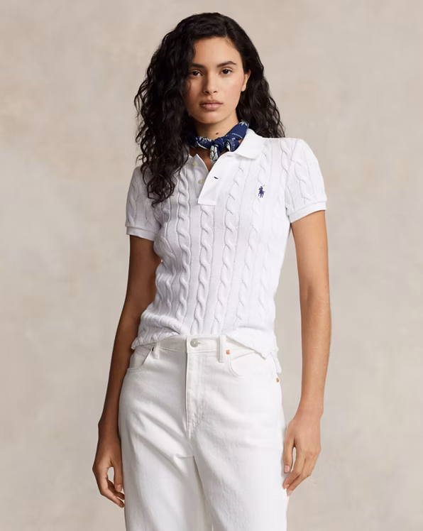 Cable-Knit Polo Shirt